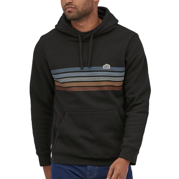 PATAGONIA LINE LOGO RIDGE STRIPE UPRISAL HOODY Men XL Black - Picture 1 of 11
